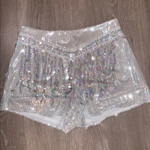 Dolls Kill Silver Sequin Shorts